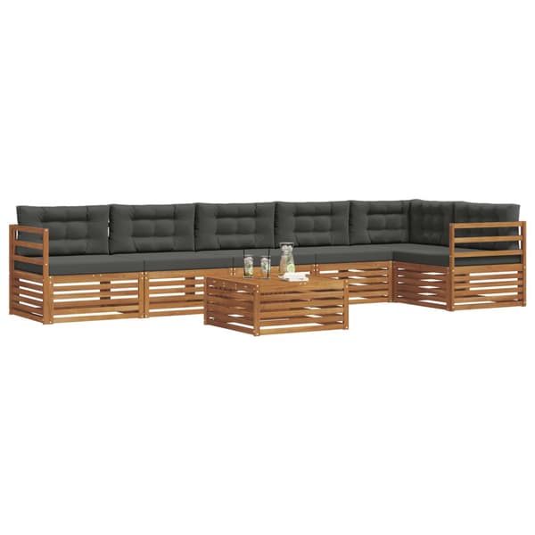 Utomhussoffset med kudde 7 pcs Naturlig och Antracit
