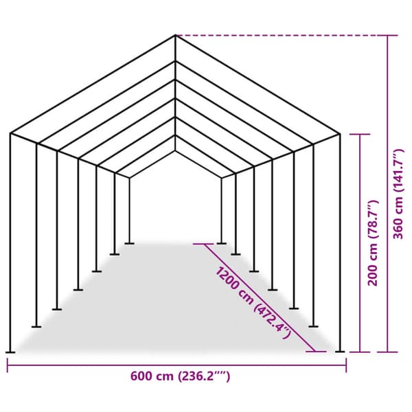 Tälttyg utan ram Grå 12 x 6 m PE