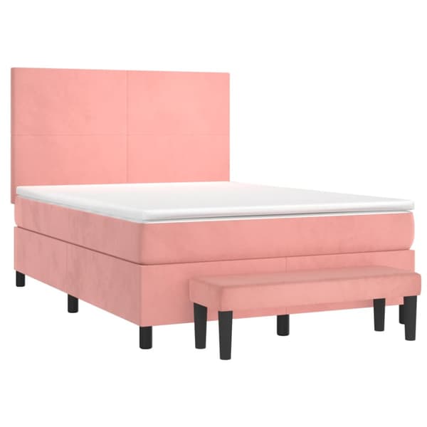 Ramsäng med madrass rosa 140x190 cm sammet