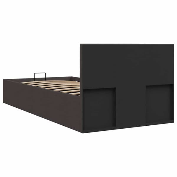 Sängram med hydraulisk förvaring mörkgrå tyg 100x200 cm