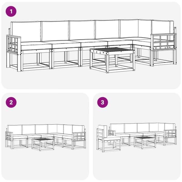 Utomhussoffset med kudde 7 pcs Vit och grädde Polyester