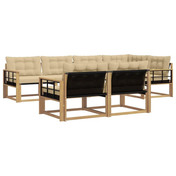 Utomhussoffset med kudde 7 pcs Vit och Beige