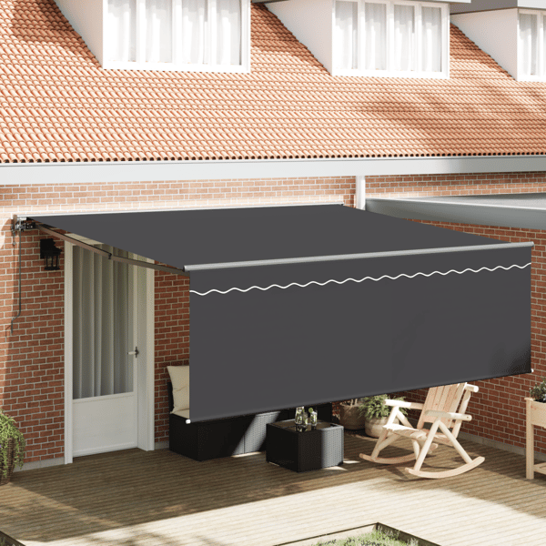 Utfällbar markis Antracit 400 × 300 cm Polyester och aluminium