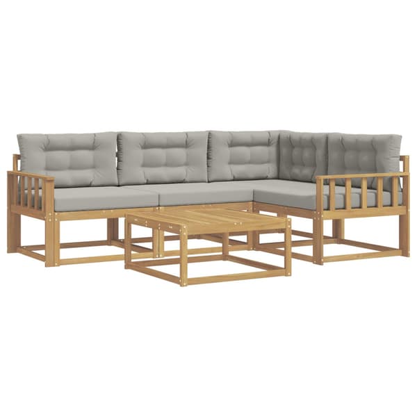 Utomhussoffset 5 pcs Vit och ljusgrå 79 x 79 x 37 cm Polyester