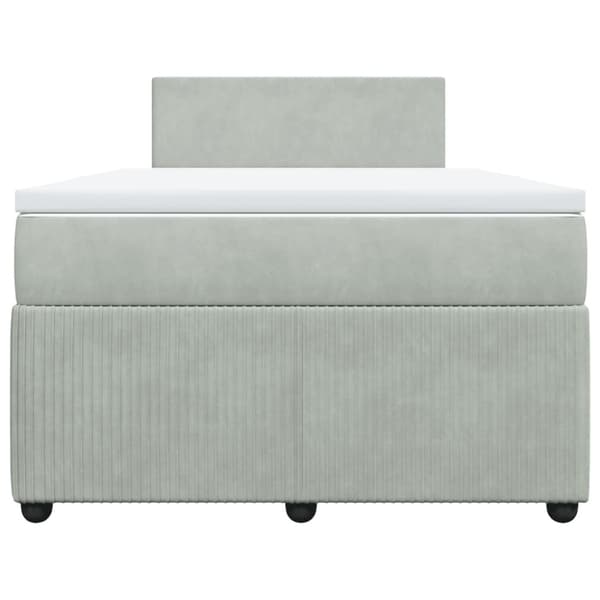 Ramsäng med madrass ljusgrå 120x200 cm sammet