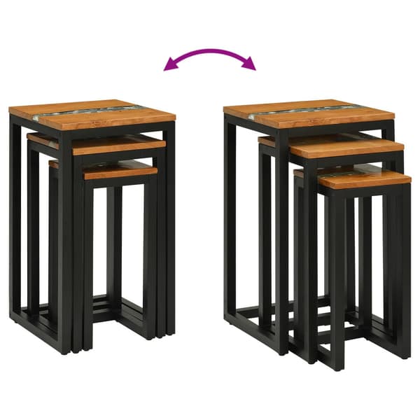 Nestingbord 3 pcs Brun Massivt teakträ