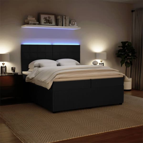 Ramsäng med madrass svart 200x200 cm sammet