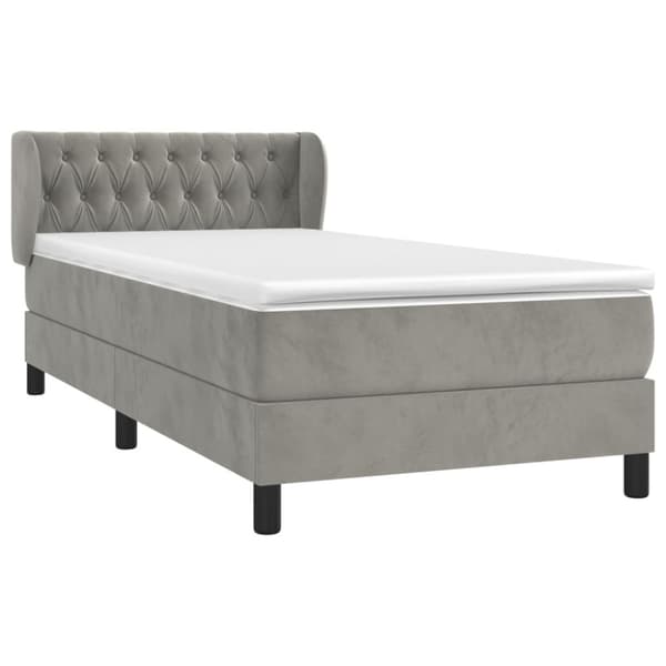 Ramsäng med madrass ljusgrå 100x200 cm sammet