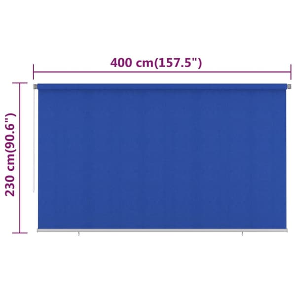 Rullgardin utomhus 400x230 cm blå HDPE