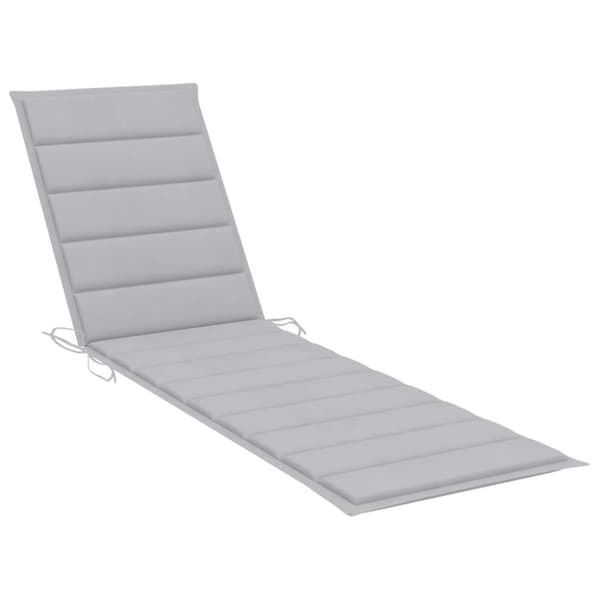 Solsäng med grå dyna massiv teak