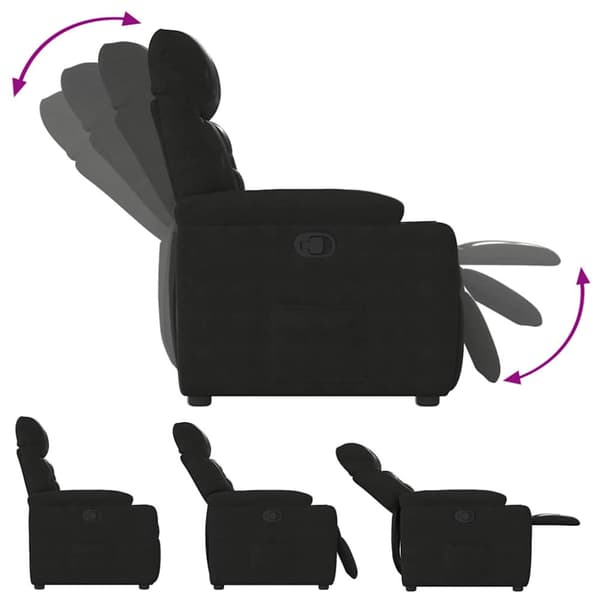 Reclinerfåtölj svart mikrofibertyg