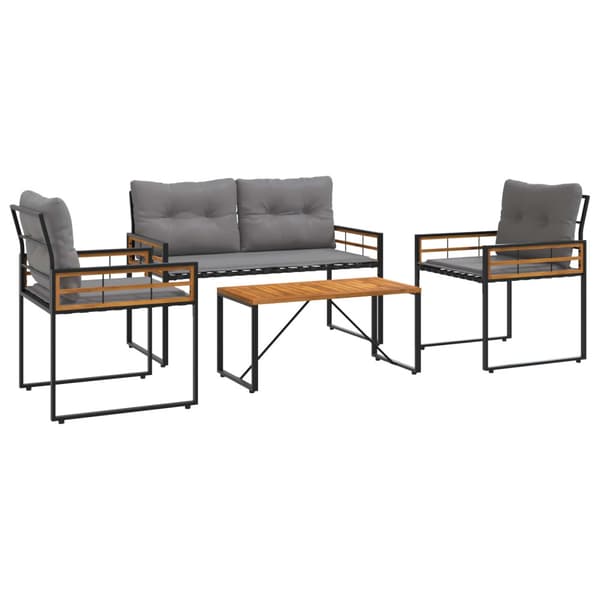 Utemöbelset med kudde 4 pcs Ljusgrå