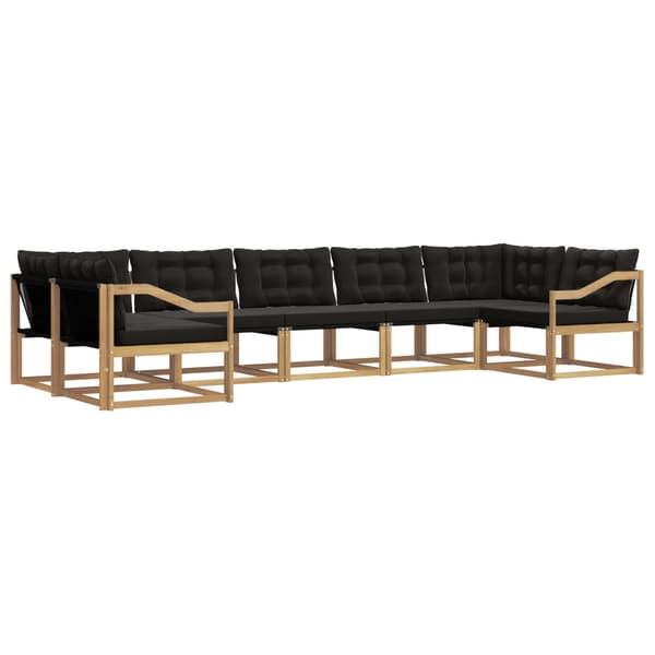Utomhussoffset med kudde 7 pcs Vit och svart