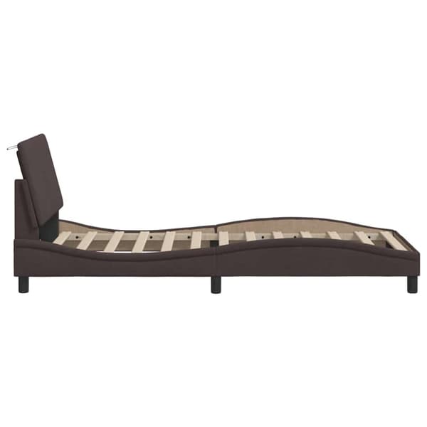 Bed Frame without Mattress "Hanko" Dark Brown 80x200 cm Fabric