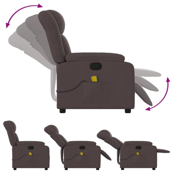 Massagefåtölj mörkbrun tyg