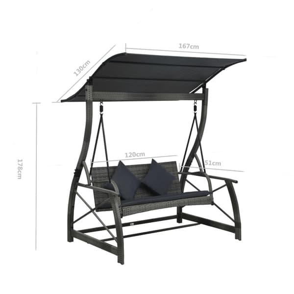 Hammock 3-sits med tak konstrotting grå