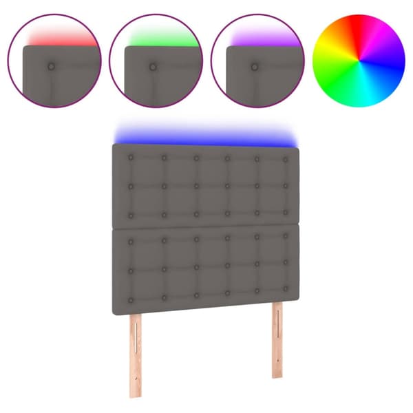 Sänggavel LED grå 90x5x118/128 cm konstläder