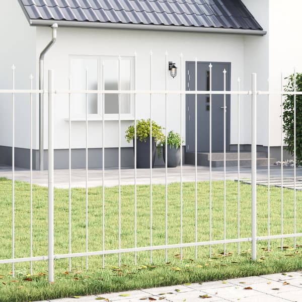 Trädgårdsstängsel 6 pcs Vit 170 x 165 cm Pulverlackerat stål