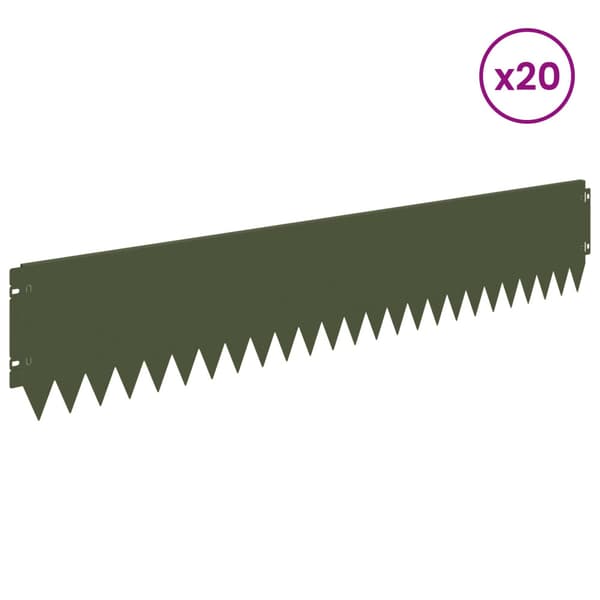 Kant för gräsmatta 20 pcs 103 x 20 cm Stål Olivgrön