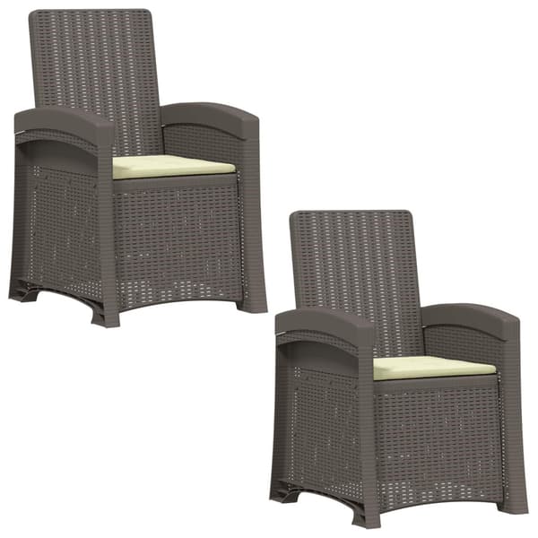 Reclining gardenstol i rottinglook 2 pcs Ljusgrå och Gräddvit