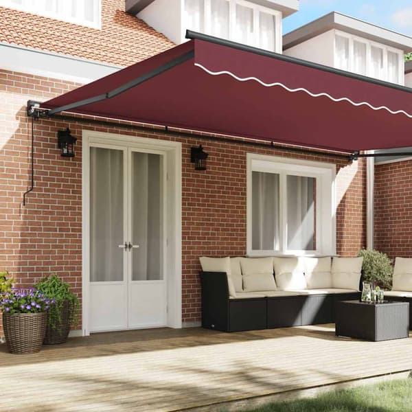 Markisram Vinröd 500 × 300 cm Polyester med PU-beläggning