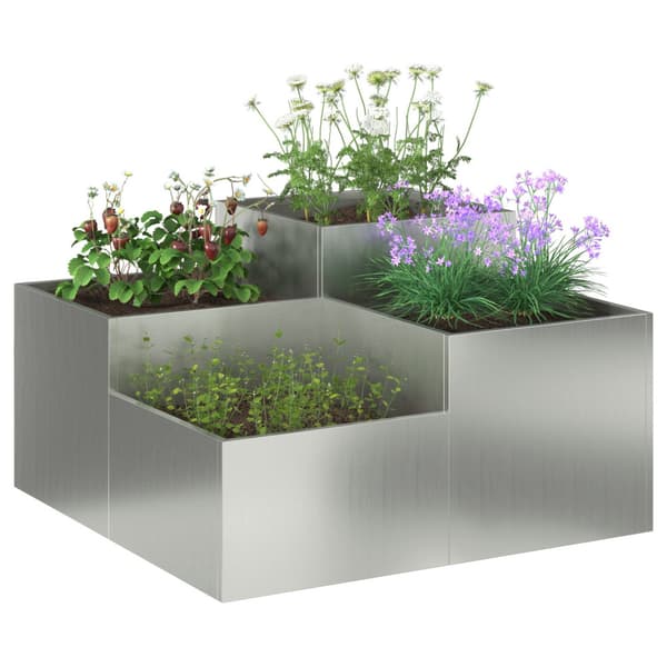 Trädgårdsplanterare Silver 100 x 100 x 48 cm Galvaniserat stål