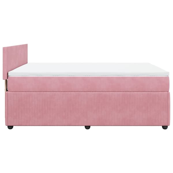 Ramsäng med madrass rosa 140x200 cm sammet