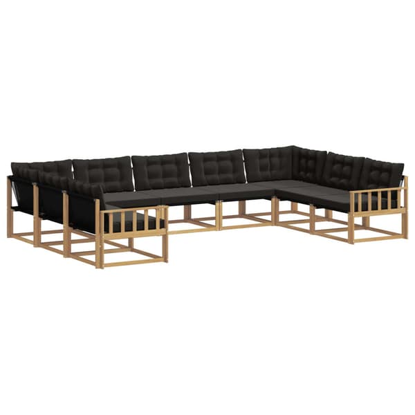 Utomhussoffset med kudde 9 pcs Vit och svart