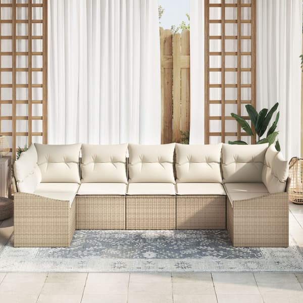 Soffset med kudde 7 pcs Beige konstrotting