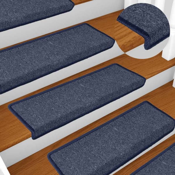 Trappmattor 30 st 65x21x4 cm mörkgrå och blå rektangulär kant