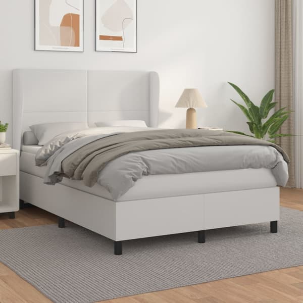 Ramsäng med madrass vit 140x190 cm konstläder