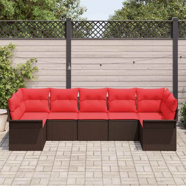 Trädgårdsoffset med lagring 7 pcs Brun Poly rattan