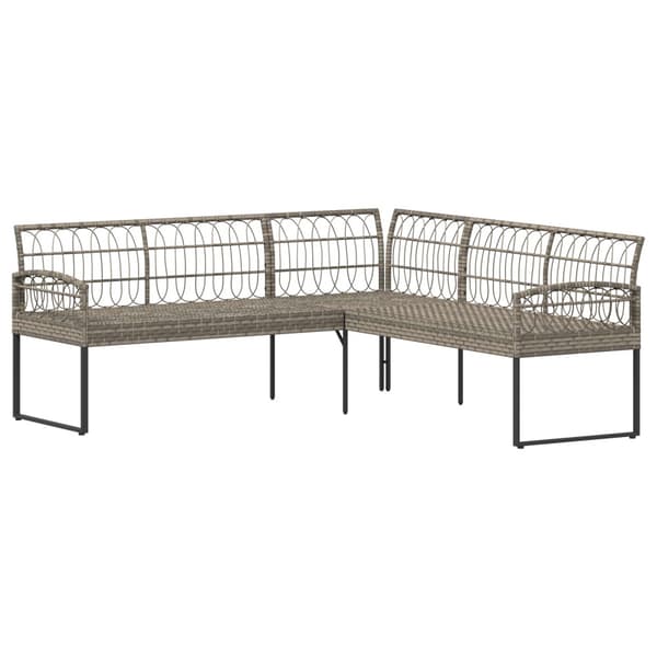 Trädgårdsoffset med kudde 2 pcs Grå Poly Rattan och stål