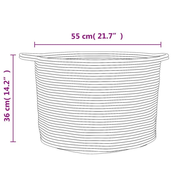 Tvättkorg grå och vit Ø55x36 cm bomull