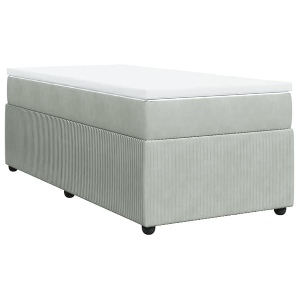 Ramsäng med madrass ljusgrå 100x200 cm sammet