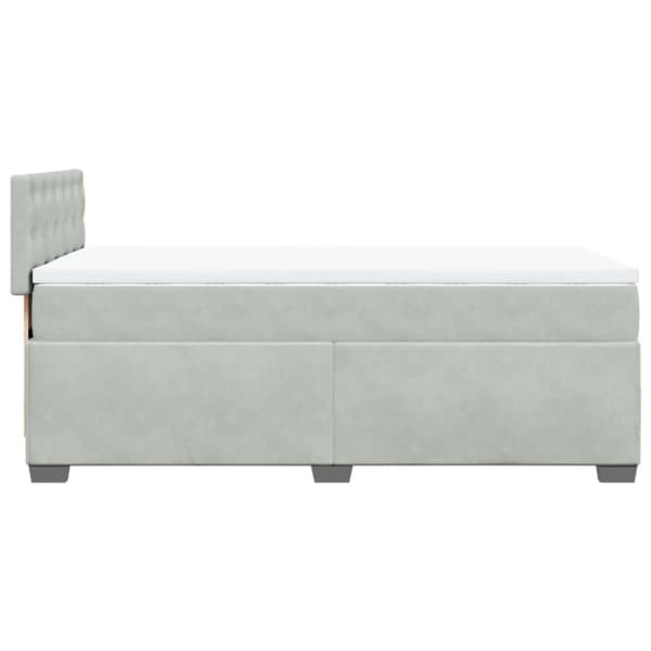Ramsäng med madrass ljusgrå 90x200 cm sammet