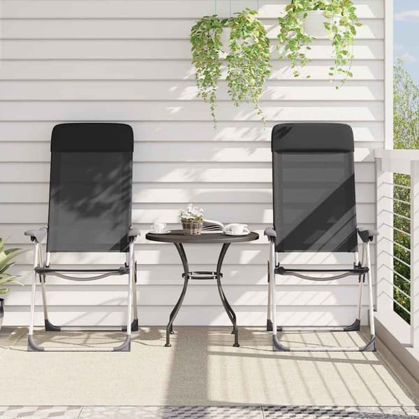 Hopfällbara campingstolar 2 st aluminium svart