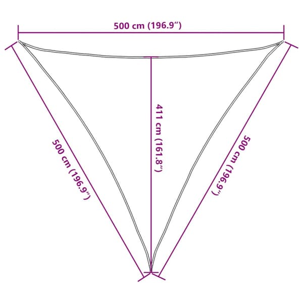Solsegel 160 g/m² triangulär blå 5x5x5 m HDPE