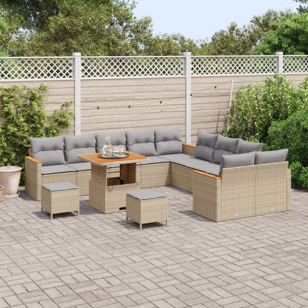 Trädgårdsoffset 13 pcs Beige konstrotting