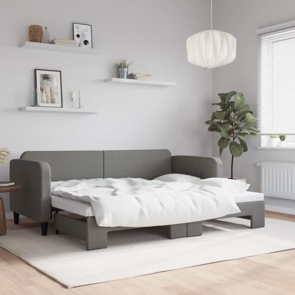 Dagbädd utdragbar mörkgrå 80x200 cm tyg