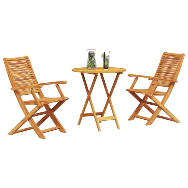 Fällbart bistroset 3 pcs Brun Massivt Akaciaträ