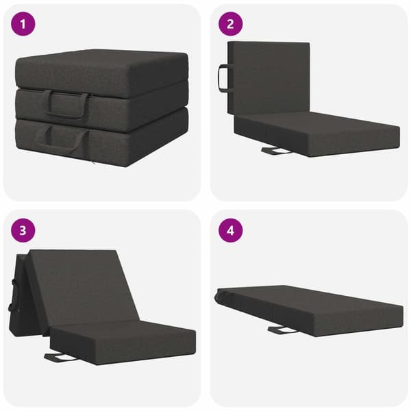 Fällbar Soffbed 90 x 67 x 45 cm Mörkgrå