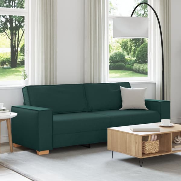 3-Sits soffa Mörkgrön 220 cm tyg