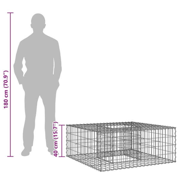 Gabion upphöjd säng Silver