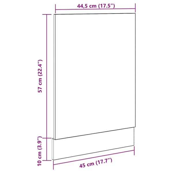 Front för diskmaskin “Lyon” åldrat trä 45x3x67 cm