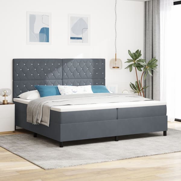 Bäddfjäder med madrass Mörkgrå 200 x 200 cm Sammet