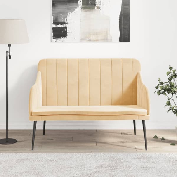 Bänk gräddvit 110x76x80 cm sammet