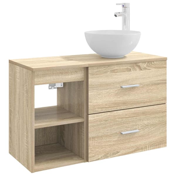 Badrumsmöbelset 2 pcs Sonoma-ek Konstruerat trä