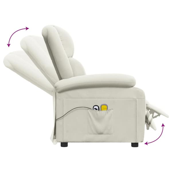 Elektrisk massagefåtölj gräddvit sammet