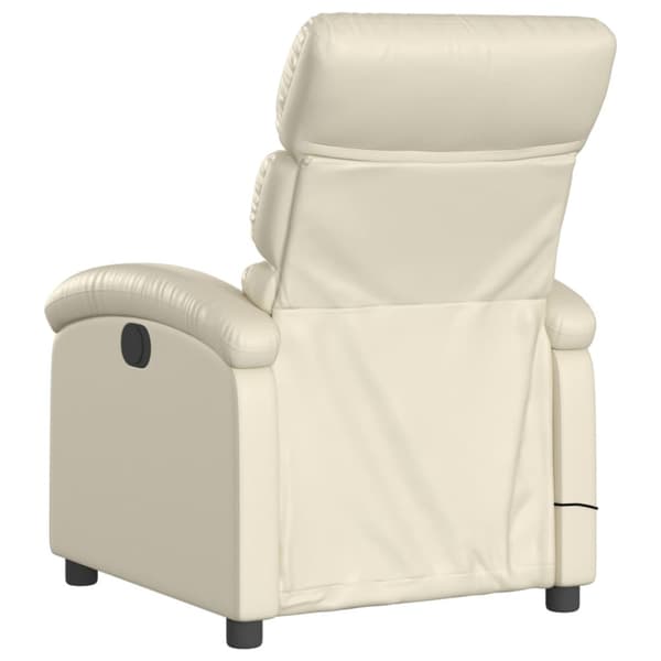 Massagefåtölj krämfärgad konstläder